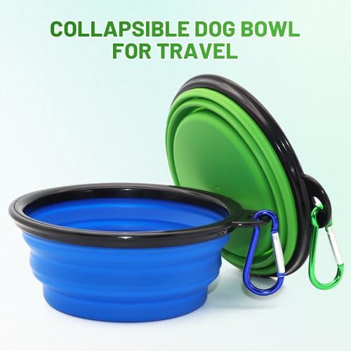 Collapsible Silicone Dog Bowl with Water Bottle – 2-in-1 Feeder