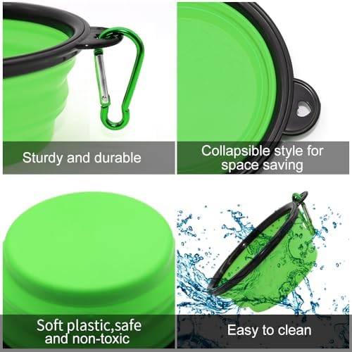 Collapsible Silicone Dog Bowl with Water Bottle – 2-in-1 Feeder