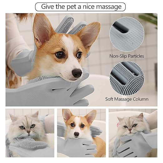 Pet Grooming Glove – 5-Finger Deshedding Brush & Massage Mitt