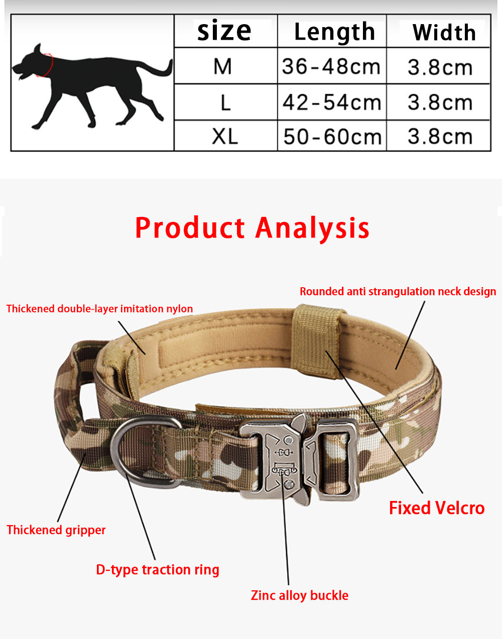 Tactical Dog Collar with Handle – Adjustable Nylon Military Collar