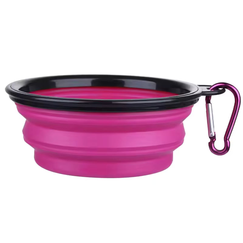 Collapsible Silicone Dog Bowl with Water Bottle – 2-in-1 Feeder
