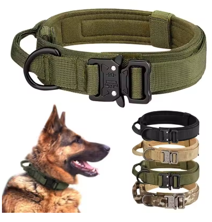 Tactical Dog Collar with Handle – Adjustable Nylon Military Collar
