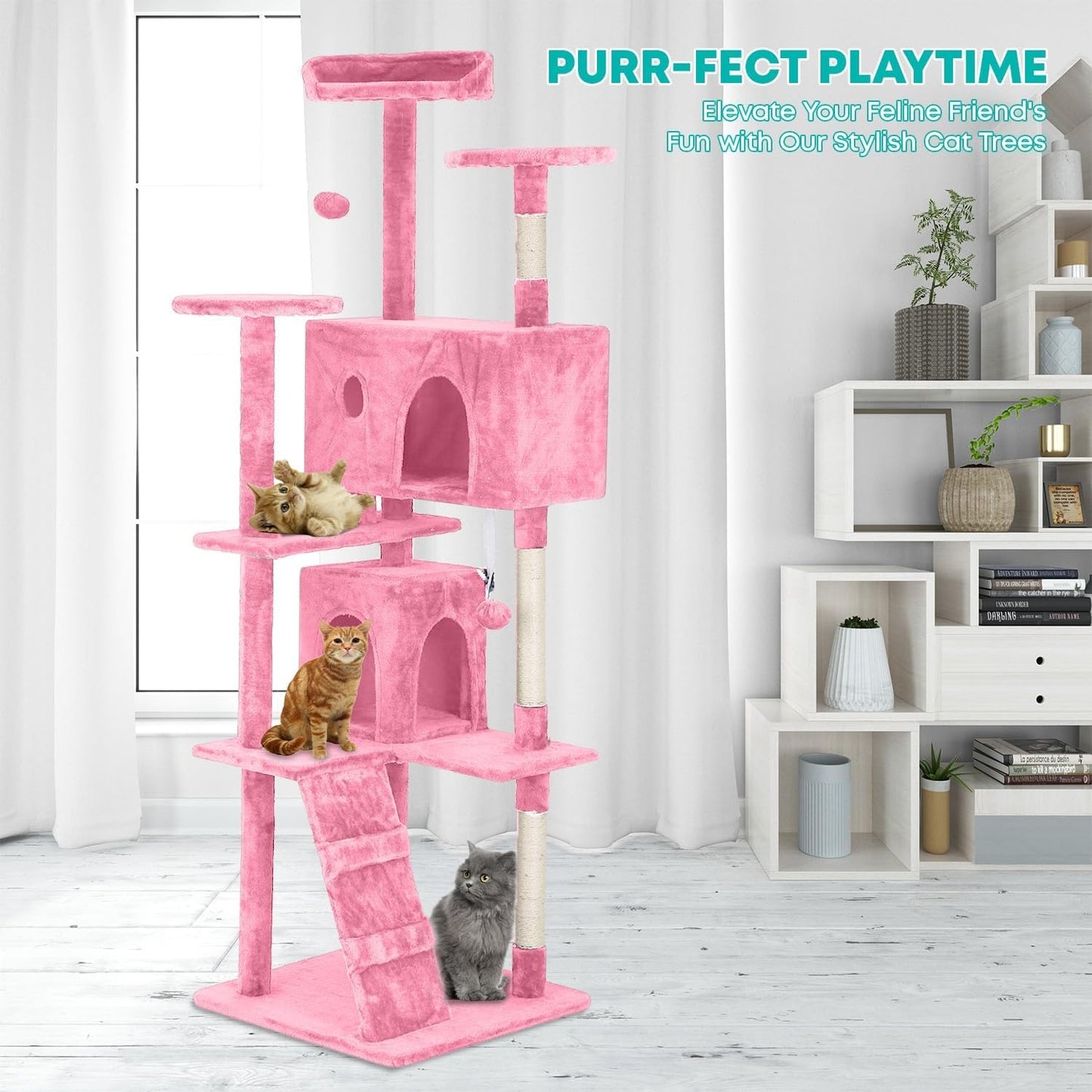 54-Inch Cat Tree Tower – Multi-Level Condo & Scratching Post