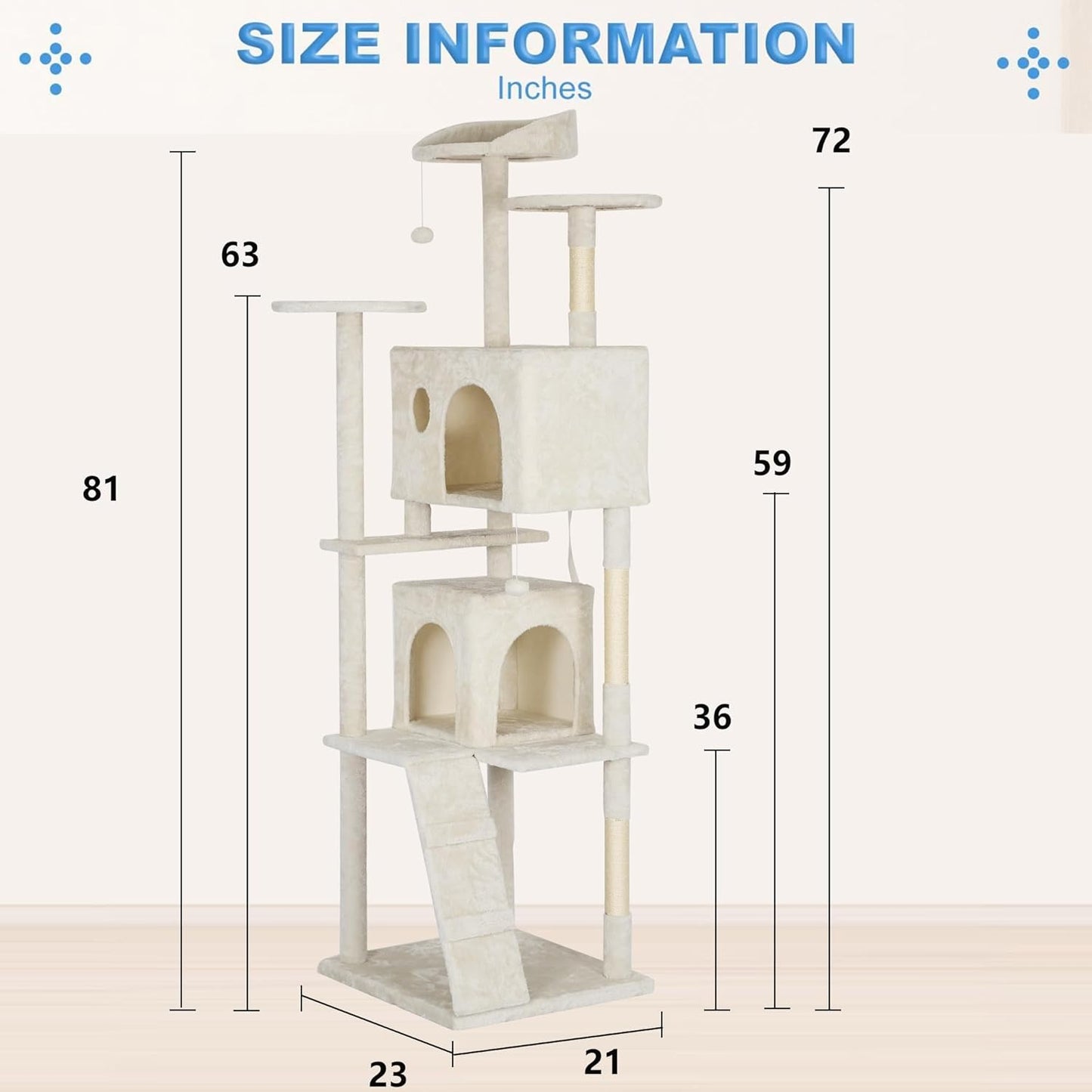 54-Inch Cat Tree Tower – Multi-Level Condo & Scratching Post