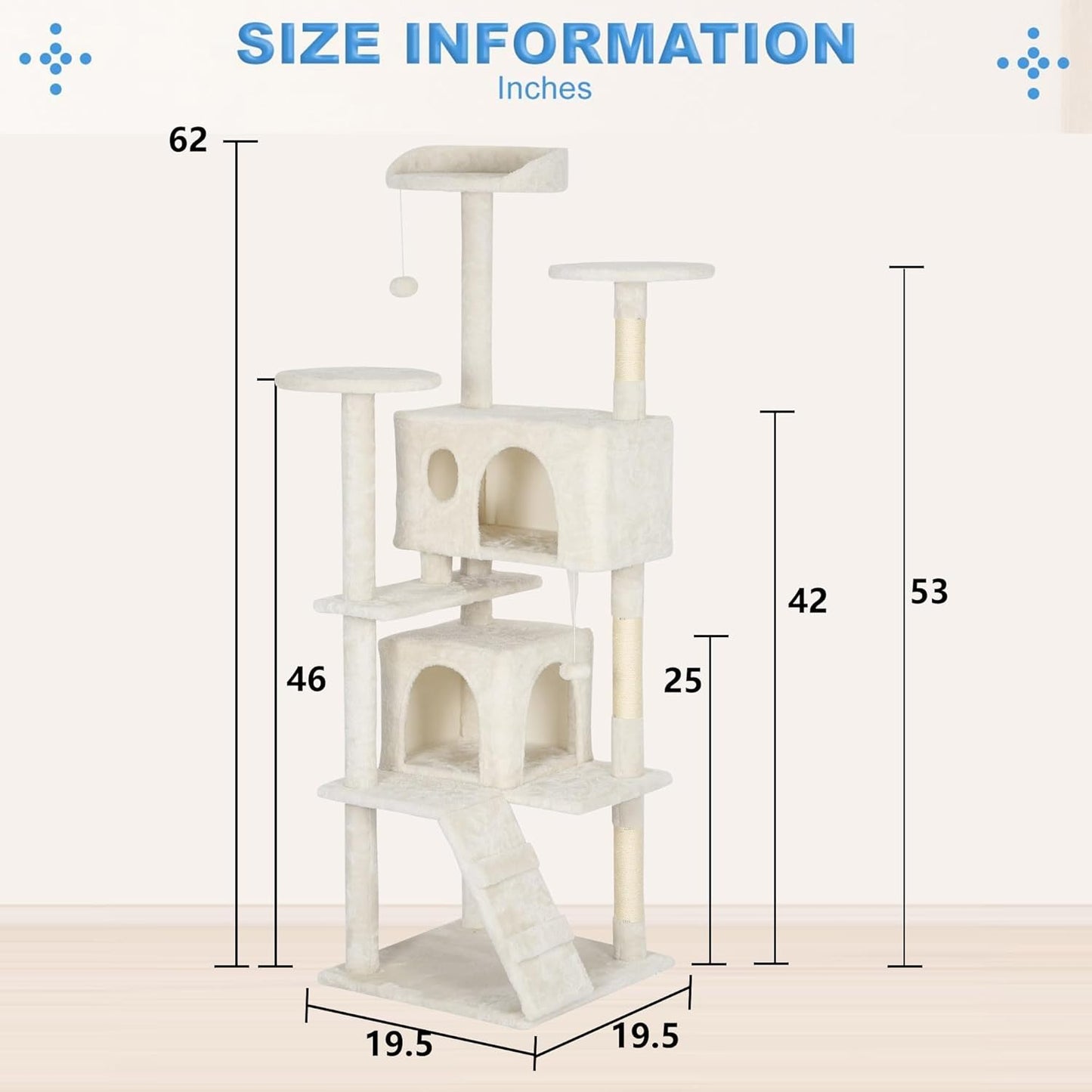54-Inch Cat Tree Tower – Multi-Level Condo & Scratching Post