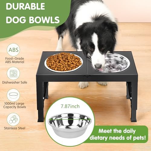 XIAZ Elevated Dog Bowls – Adjustable Raised Feeder Stand