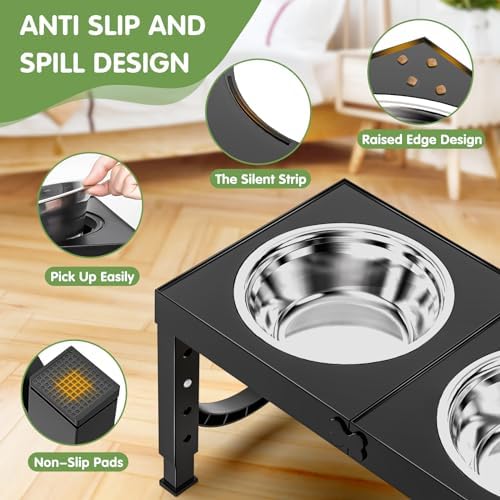 XIAZ Elevated Dog Bowls – Adjustable Raised Feeder Stand