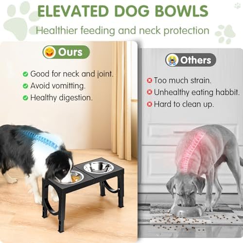 XIAZ Elevated Dog Bowls – Adjustable Raised Feeder Stand