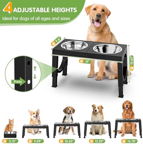 XIAZ Elevated Dog Bowls – Adjustable Raised Feeder Stand