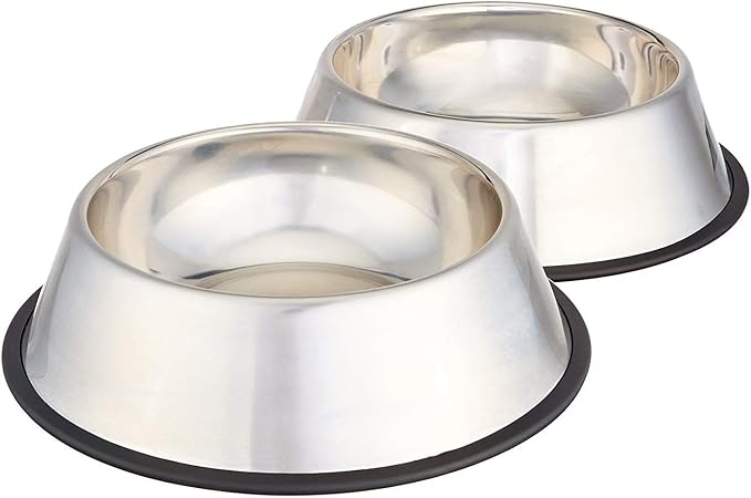 Stainless Steel Non-Skid Dog Bowls – 2-Pack Food & Water Set