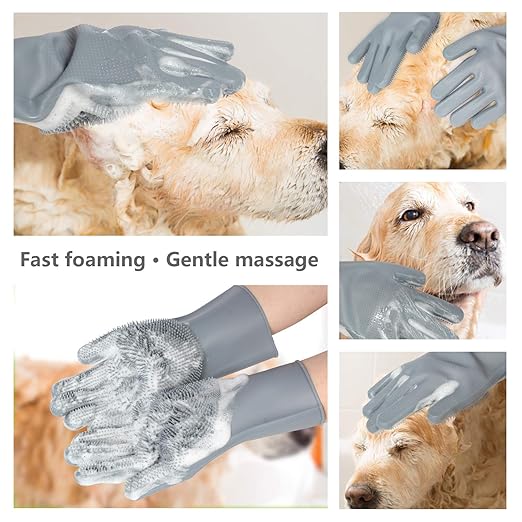 Pet Grooming Glove – 5-Finger Deshedding Brush & Massage Mitt