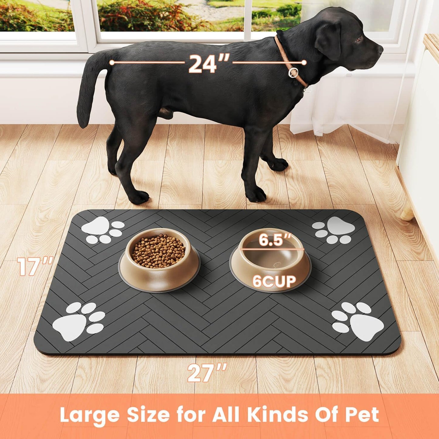 Waterproof Dog & Cat Food Mat – Non-Slip Pet Feeding Placemat