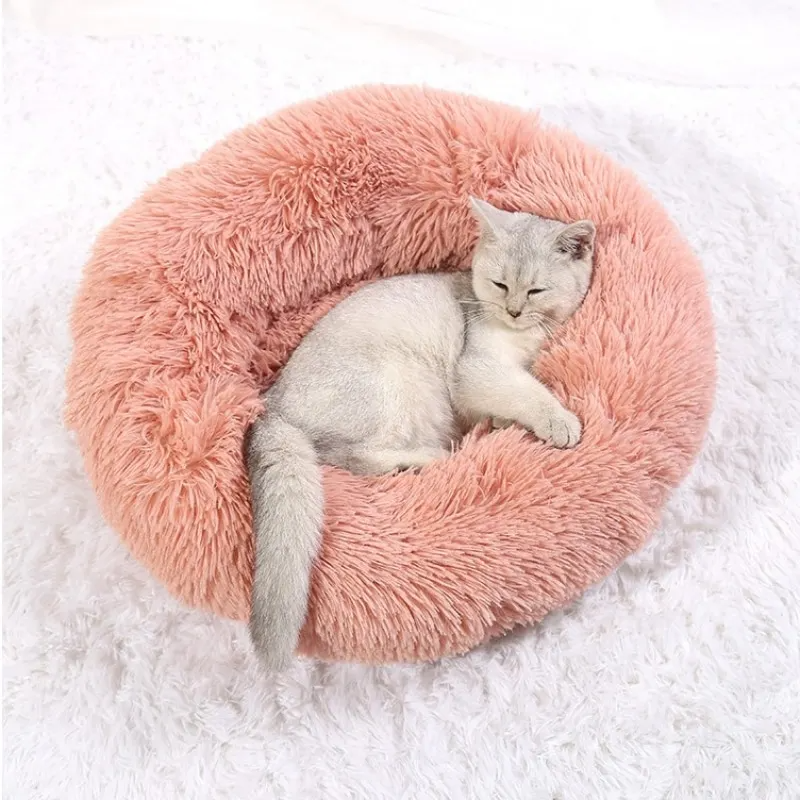 Super Soft Donut Pet Bed – Washable Plush Calming Bed for Dogs & Cats