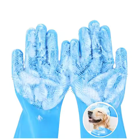 Pet Grooming Glove – 5-Finger Deshedding Brush & Massage Mitt