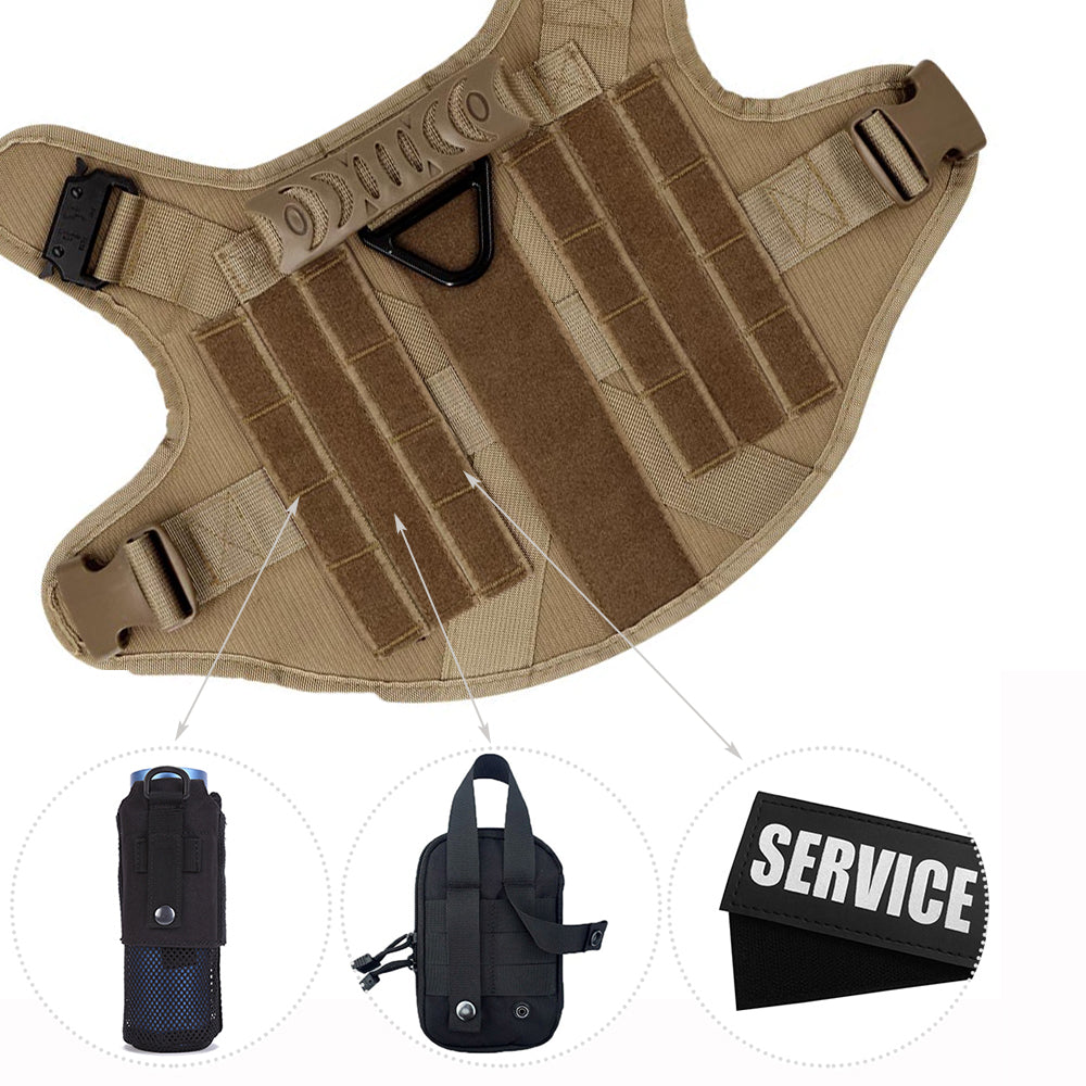 Large Dog Harness & Leash Set with MOLLE Pouches – Training Vest