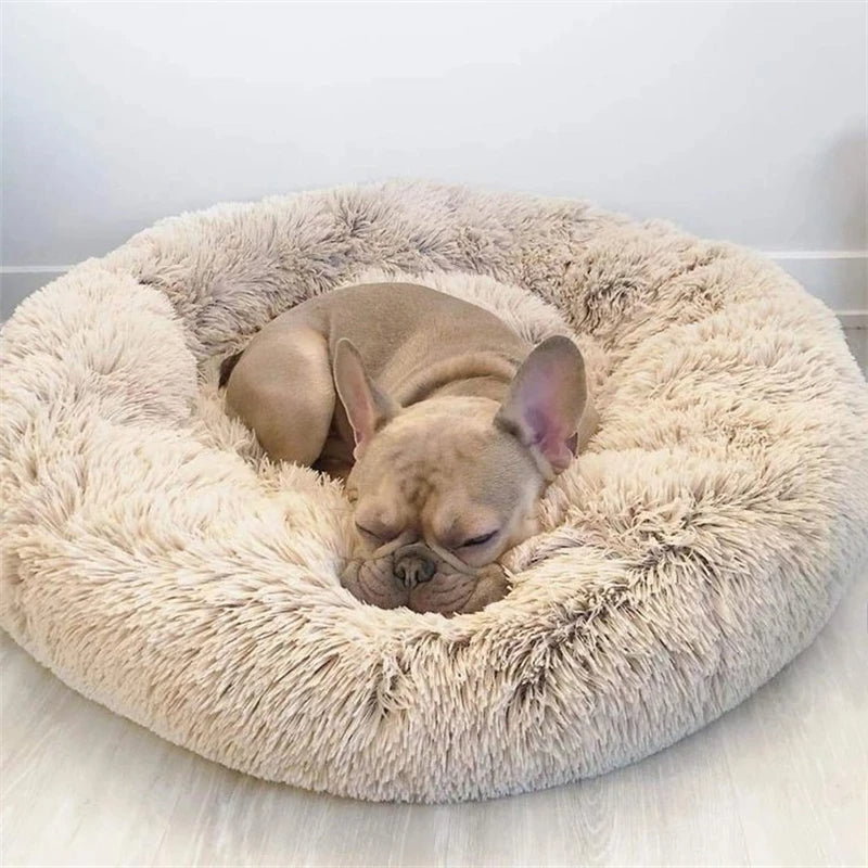 Super Soft Donut Pet Bed – Washable Plush Calming Bed for Dogs & Cats