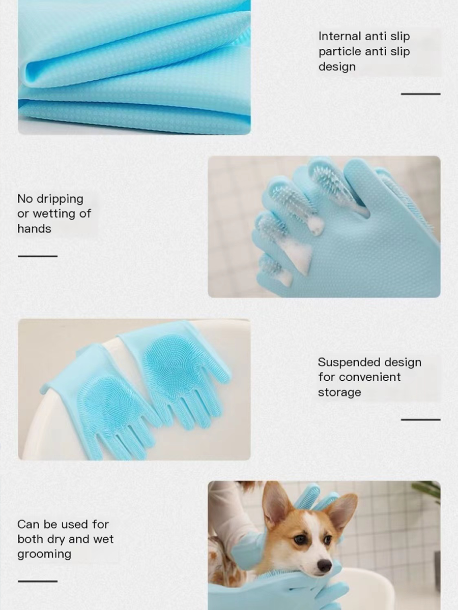 Pet Grooming Glove – 5-Finger Deshedding Brush & Massage Mitt