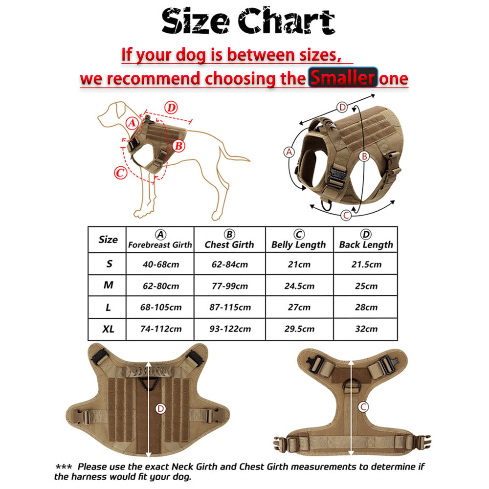 Large Dog Harness & Leash Set with MOLLE Pouches – Training Vest