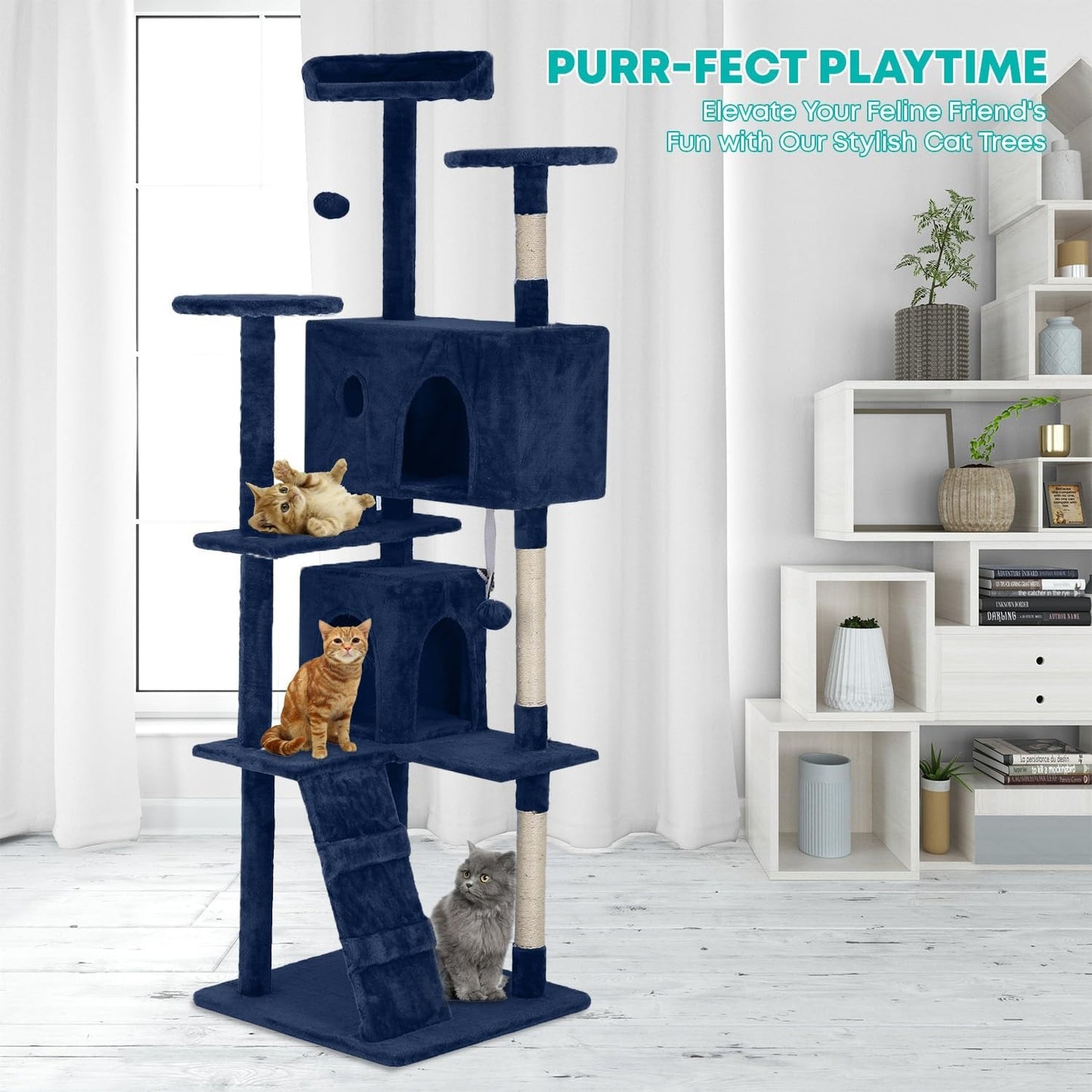 54-Inch Cat Tree Tower – Multi-Level Condo & Scratching Post