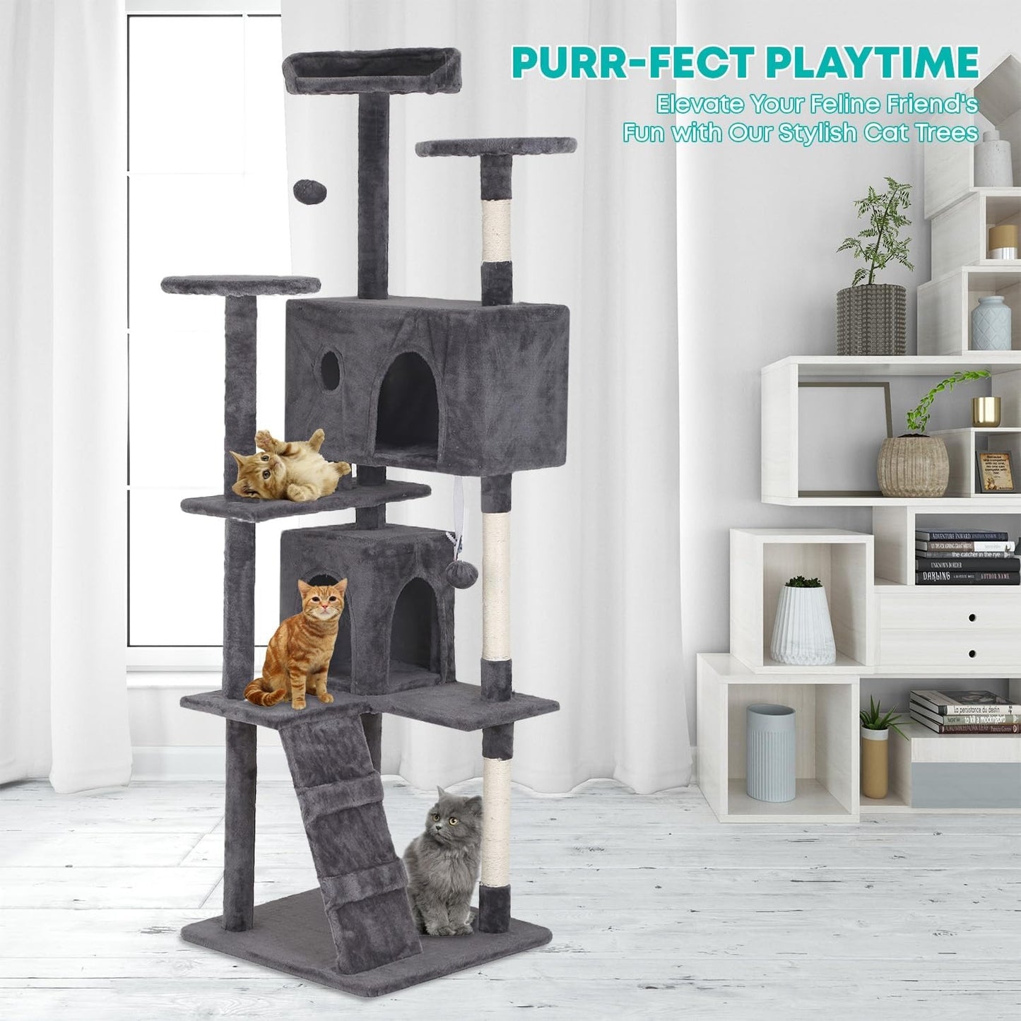 54-Inch Cat Tree Tower – Multi-Level Condo & Scratching Post